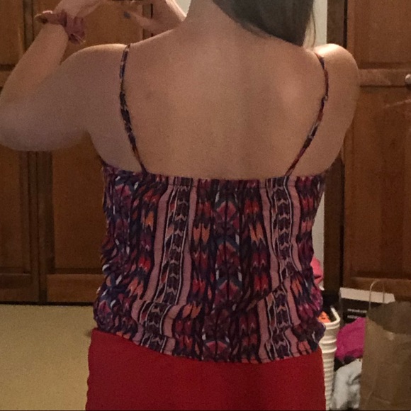 Garage Aztec Tribal Print Tie Front Tank Top Small - Picture 2 of 8